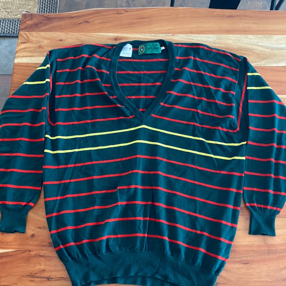 Hickey Freeman Bobby Jones Collection Wool Golf V-Neck sweater large